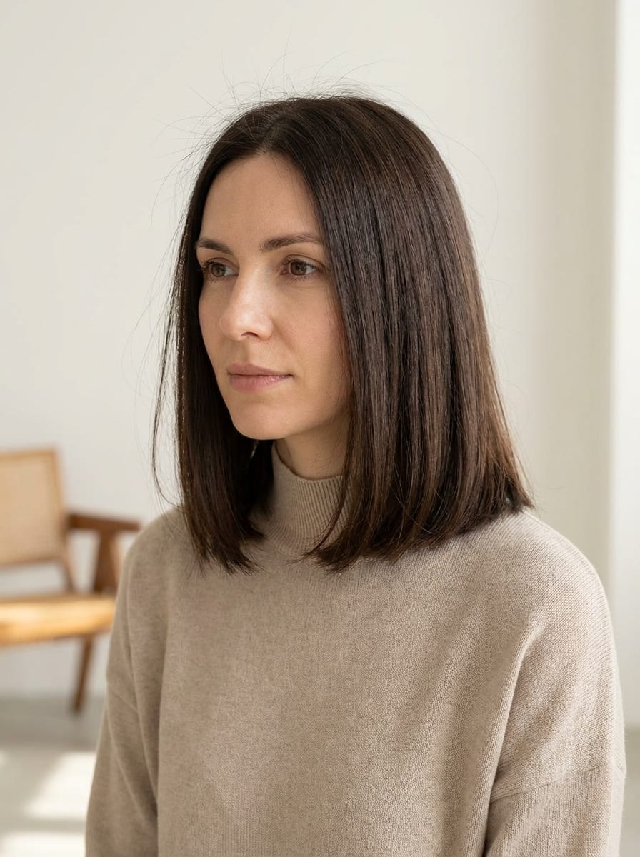 Schulterlanger Blunt Cut - Frisur für glatte Haare